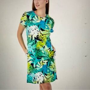 Sport Savvy Regular French Terry T Shirt Dress With Pockets Navy Multi Print S